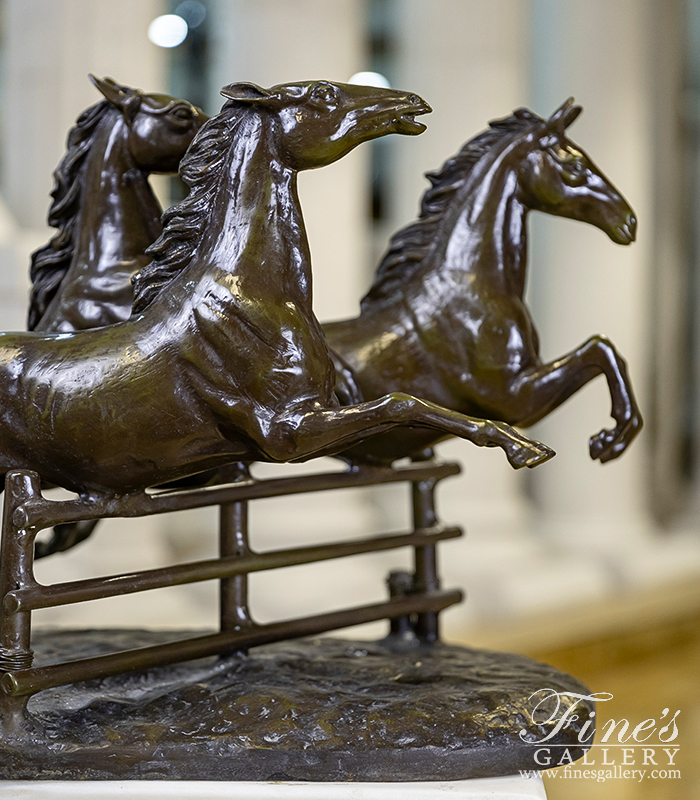 Bronze Statues  - Vintage Jumping Stables Horses - BS-119